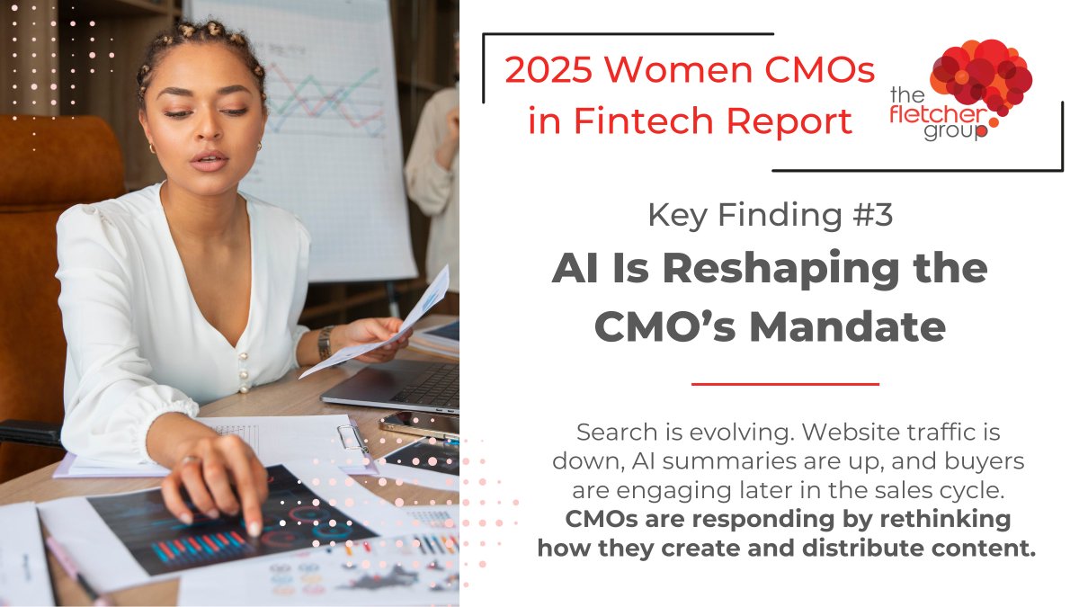 TheFletcherGrp's tweet image. 🔍 INSIGHT: 

#CMOs are no longer simply experimenting with AI. Automation&apos;s role in marketing is clearer than ever, and #fintech CMOs are now expected to be AI strategists.

See how #marketing leaders are applying AI advances in our new report: fletchergroupllc.com/portfolio/2025…