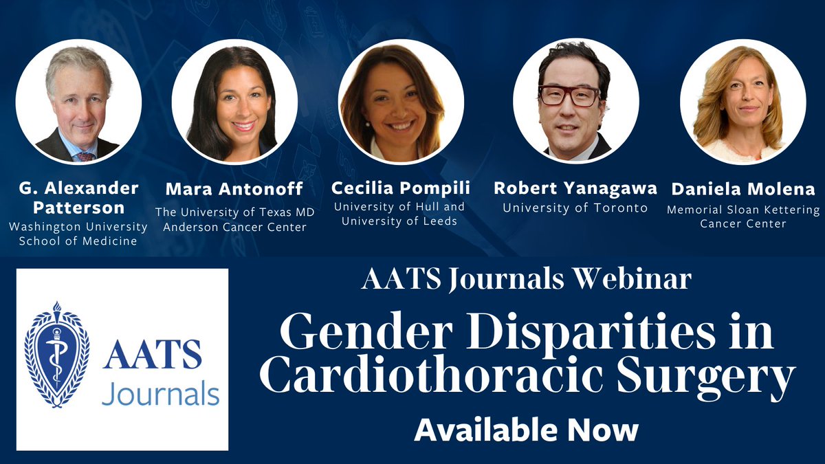 AATSHQ's tweet image. Leaders in #cardiothoracic surgery came together to discuss #JTCVS studies on gender disparities in cardiothoracic surgery. Learn strategies for closing the gap by watching the recording of this AATS Journals Webinar in the AATS Resource Center: aats.org/resources/aats…