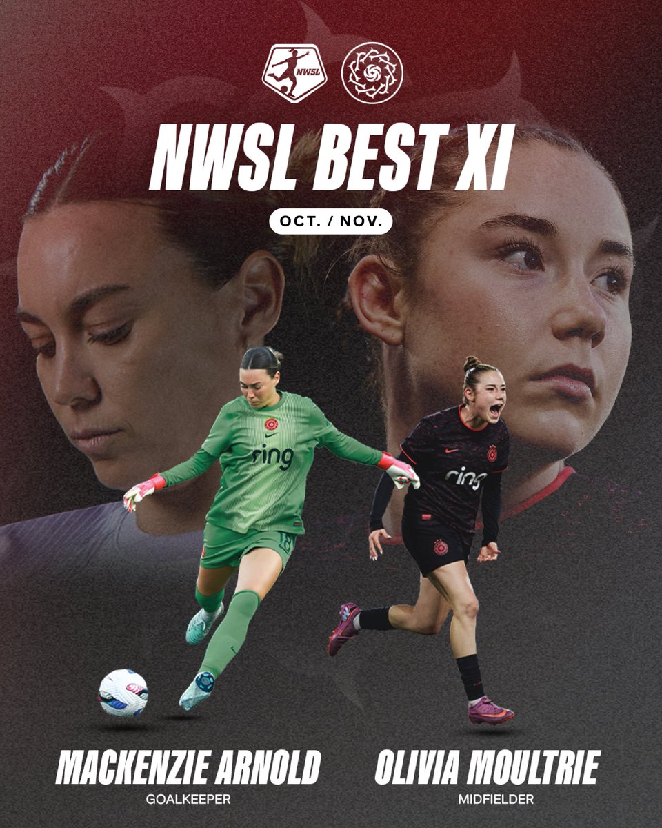ThornsFC's tweet photo. finishing the regular season as 𝙩𝙝𝙚 𝙗𝙚𝙨𝙩 ⭐️ 

Congrats to Mac and Liv for being named to the NWSL’s Best XI for October/November! 👏 https://t.co/MZWAzZ4o15