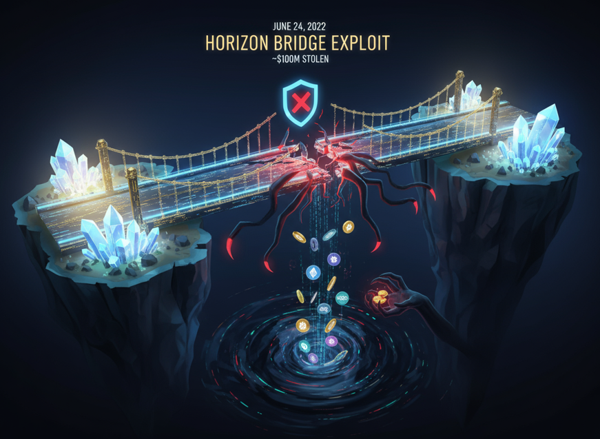 SoleaAuditLab's tweet image. 📌 The Horizon Bridge Exploit

Date: June 24, 2022
Loss: Approximately $100 million
Details: The Horizon Bridge, used for transferring assets between the Harmony blockchain and other networks, was exploited when attackers compromised the bridge&apos;s smart contracts. They were able…