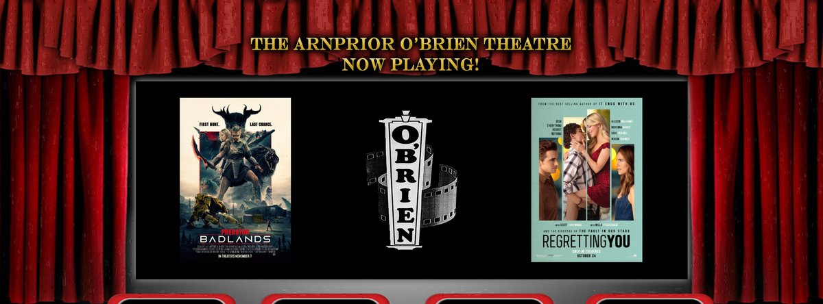 Friday Nov 7 - Thursday Nov 13, 2025

-

Predator :Badlands
RATED: 14A
Friday - 7:30pm
Saturday &amp; Sunday - 1:30pm &amp; 7:30pm
Monday to Thursday - 7:30pm

-

Regretting You
RATED: PG
Friday - 7:30pm
Saturday &amp; Sunday - 1:30pm &amp; 7:30pm
Monday to Thursday - 7:30pm

-

#arnpriortheatre