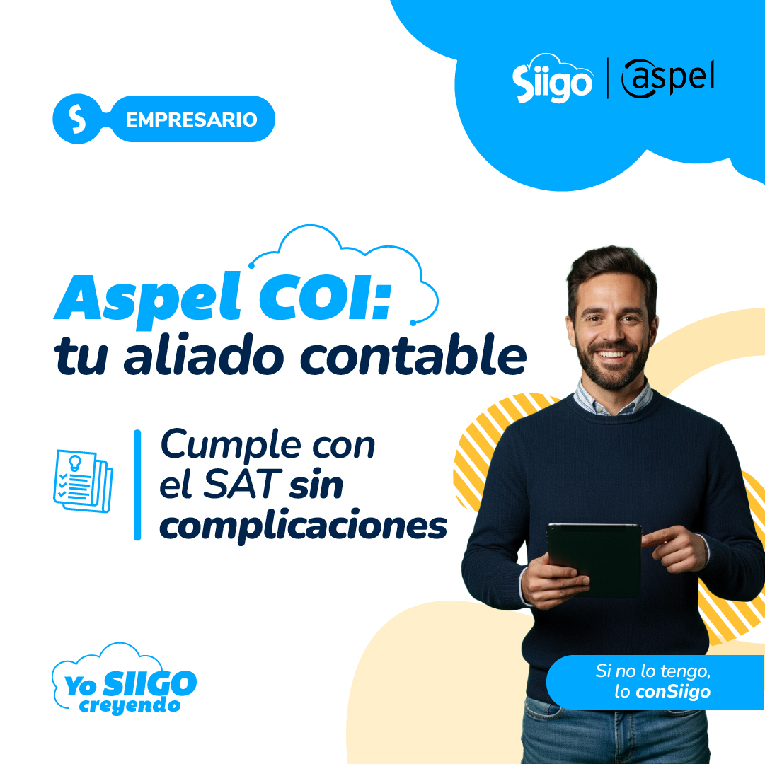 SiigoAspel's tweet image. ¿Tu #pyme necesita orden contable?
Con #AspelCOI, automatiza procesos, cumple con el SAT y lleva tu contabilidad al día.
🔗 siigo.com/mx/software-co…