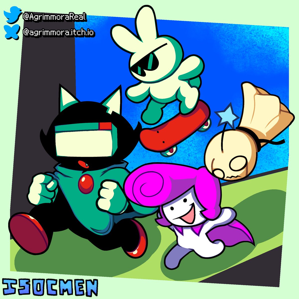 Isocmen's tweet image. Here&apos;s some of @AgrimmoraReal&apos;s silly RPG Maker Characters!!

I really love their art and games, and even if some of these are from an upcoming game, i just really love their designs!! And i can&apos;t wait to play it!!

(These characters also belong to @assfuckstudio!)
#safrpg #sjrpg