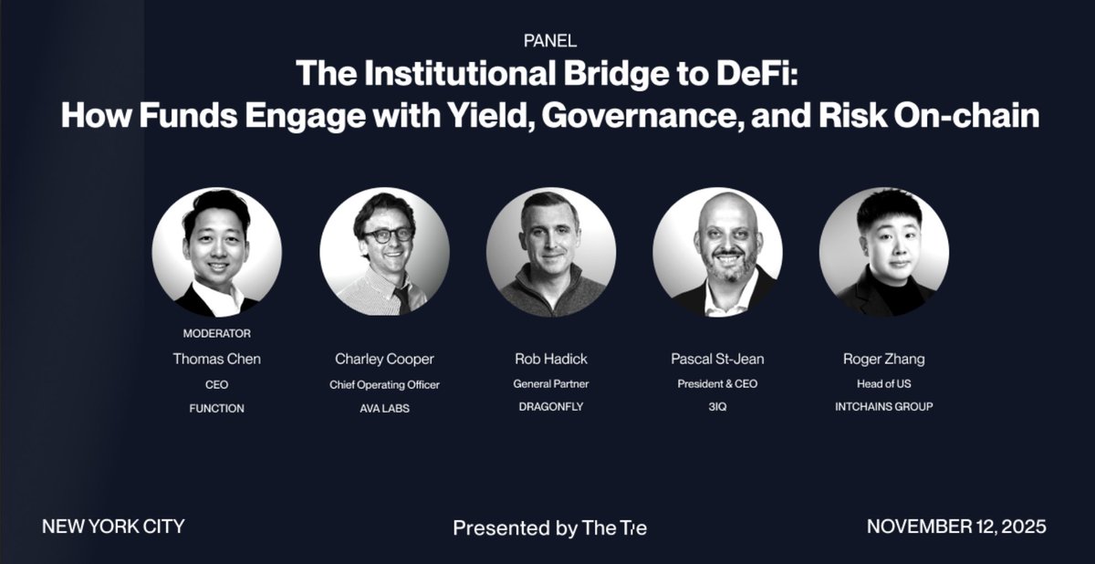 TheTieIO's tweet image. The Bridge Panel Spotlight: 
The Institutional Bridge to DeFi: How Funds Engage with Yield, Governance, and Risk On-chain 
As institutions enter DeFi, the focus is shifting from experimentation to execution. This panel unpacks how funds are engaging with decentralized…