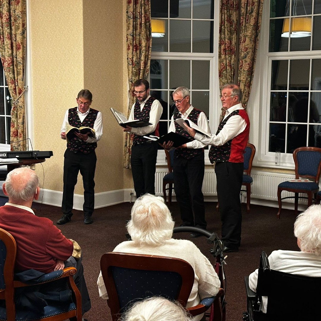 The Barney Barbershop Quartet brought smiles and great music to Middleton Hall Retirement Village this week! 🎶💈