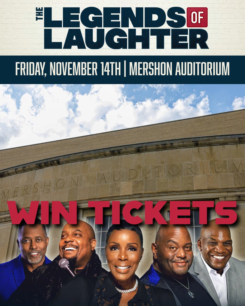 Enter to win FOUR tickets to see the Legends of Laughter LIVE in ONE WEEK on Friday, November 14 at <a href="/MershonAud/">Mershon Auditorium</a>. No purchase necessary. Winner will be chosen randomly from all entries on 11/13/25.
bit.ly/4nFPagA