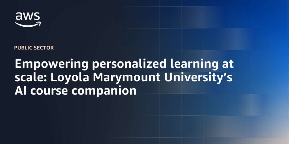 lopezunwired's tweet image. Empowering personalized learning at scale: Loyola Marymount University’s AI course companion dlvr.it/TP7n9x #Technology #AWSLambda #Learning #AmazonWebServices