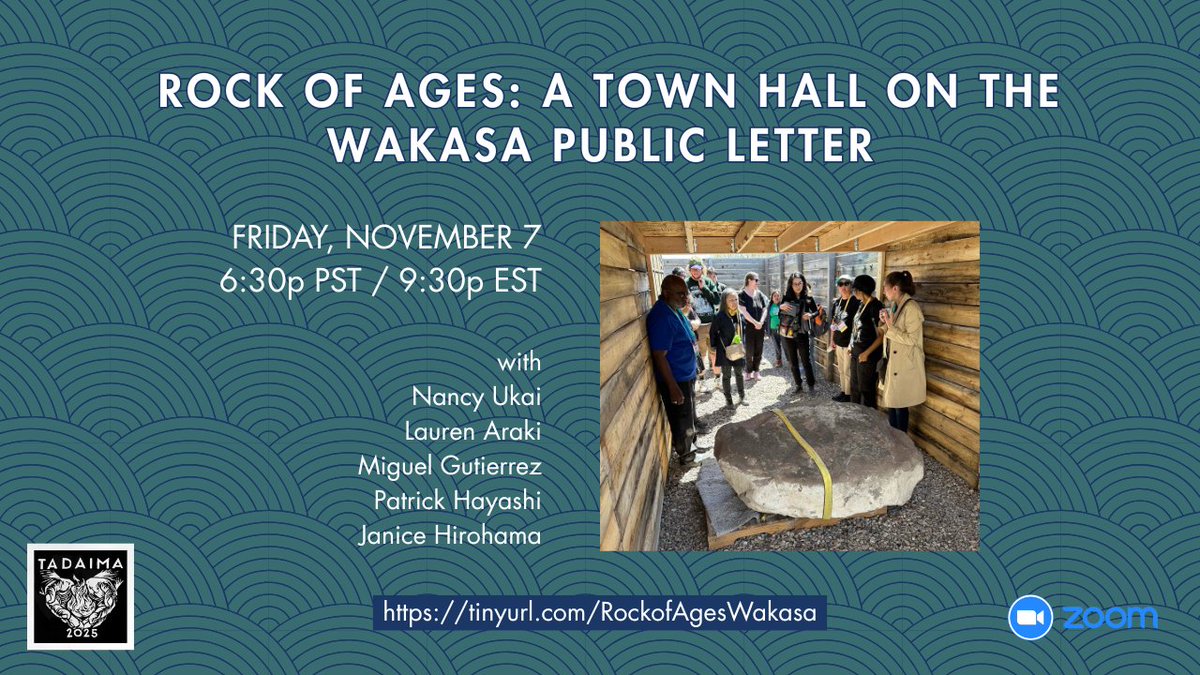 JAMPilgrimages's tweet image. Happening TODAY, November 7
#japaneseamerican #tadaima #virtualpilgrimage #jamp #jampilgrimages #topaz #tulelake #wakasa #descendants #art #nikkei