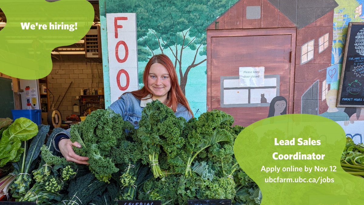 The Centre for Sustainable Food Systems (CSFS) at UBC Farm is looking for an enthusiastic and organized Lead Sales Coordinator to join its fantastic team! Read more details on our website! 

Deadline: November 12, 2025

Apply through our website! 🧑‍🌾