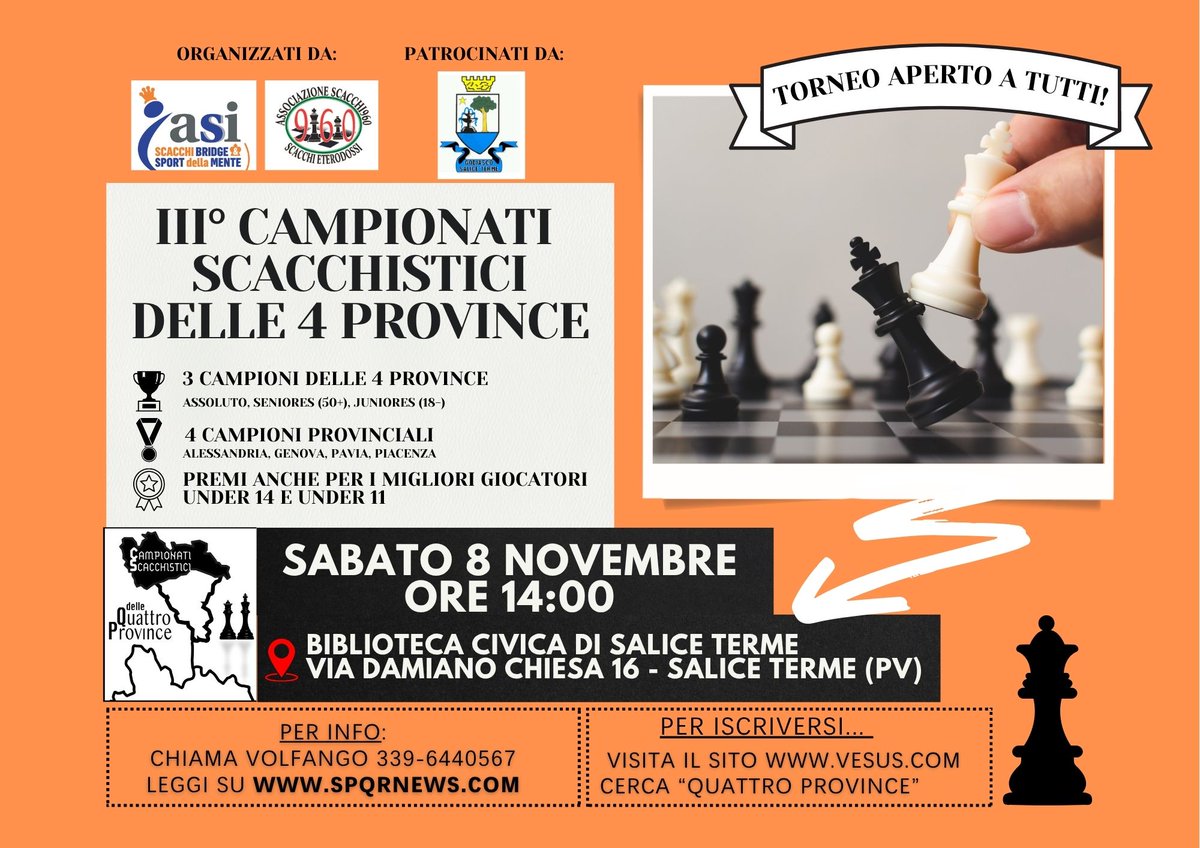 Domani pomeriggio #scacchi <a href="/asi_nazionale/">ASI Nazionale</a> <a href="/ASI_Lombardia/">ASI Lombardia</a> spqrnews.com/i-terzi-campio…