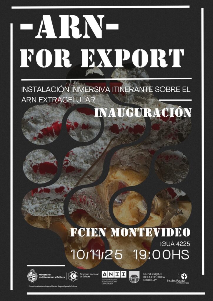 🎨 Inauguración de la muestra inmersiva «ARN for Export»

💡 Una instalación sensorial que invita a descubrir el mundo invisible del ácido ribonucleico (ARN) a través del arte.

🗓️ Lunes 10 de noviembre
🕖 19h
📍 Hall de <a href="/FcienUdelar/">Facultad de Ciencias</a>

ℹ️ Más detalles: udelar.edu.uy/portal/2025/11…