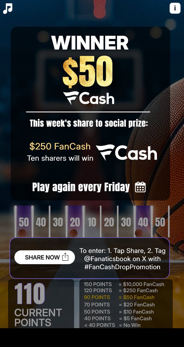 Play the #FanCashDropPromotion today  

⁦<a href="/FanaticsBook/">Fanatics Sportsbook</a>⁩ ⁦<a href="/Fanatics/">Fanatics</a>⁩ ⁦<a href="/FanaticsFest/">Fanatics Fest</a>⁩ ⁦<a href="/FansAuthentic/">Fanatics Authentic</a>⁩ ⁦<a href="/FanaticsCollect/">Fanatics Collect</a>⁩  fanatics.onelink.me/5kut/p6fykbjo