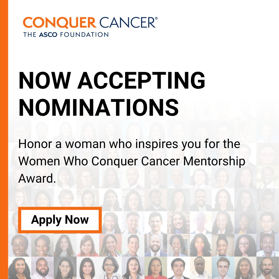 ASCO's tweet image. Nominate a Woman Who Inspires You! Nominations are open for the @ConquerCancerFd Women Who Conquer Cancer Mentorship Award. Honor extraordinary women leaders who mentor the next generation of oncologists. 

Submit by Dec. 12th: brnw.ch/21wXiF0