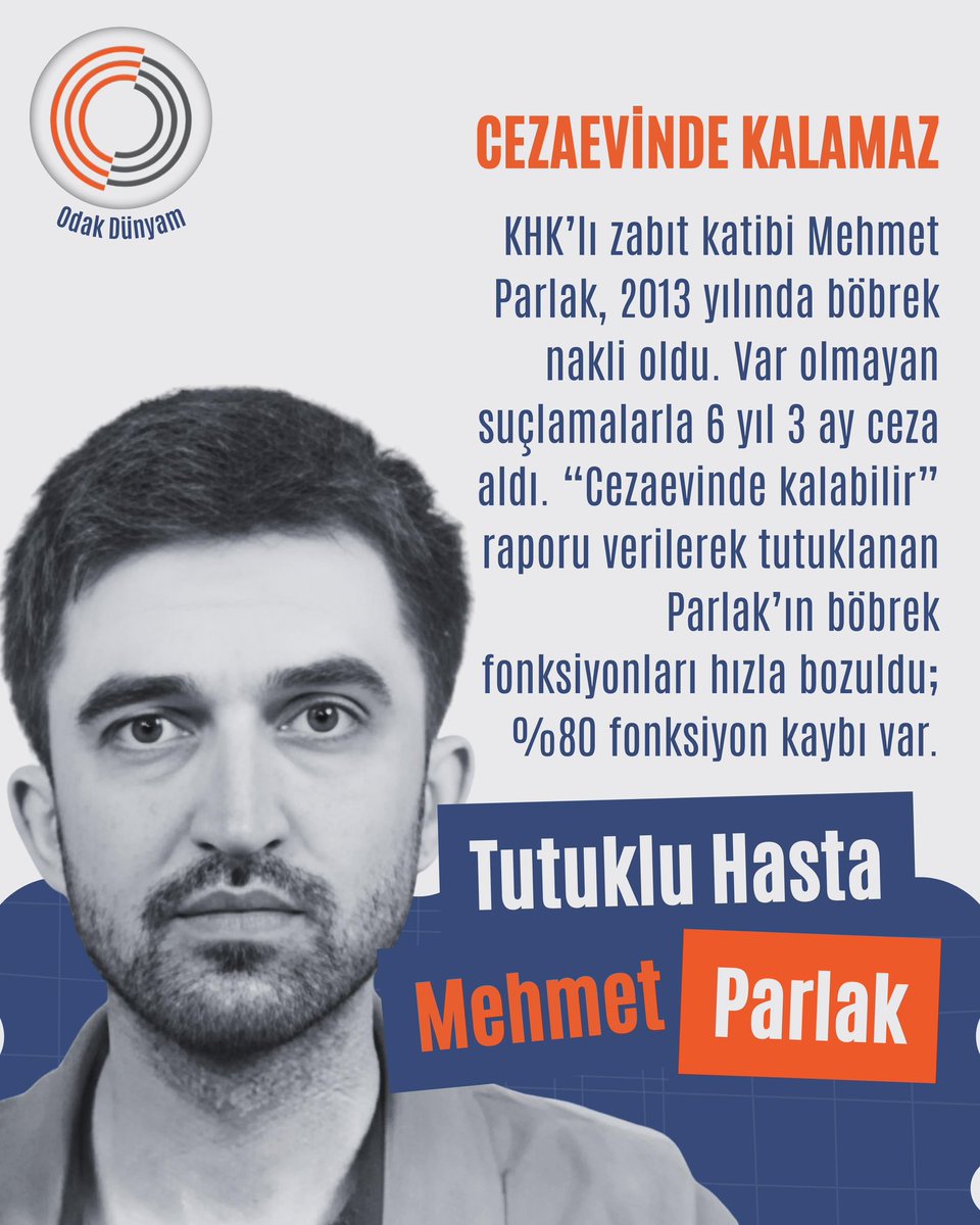 Diyalizin eşiğinde, 40 kiloya düşmüş bir insanın cezaevinde bekletilmesinin kime ne yararı var? <a href="/meraldanis/">Meral Danış Beştaş</a> 

KHK’lı Mehmet Parlak tahliye edilsin!

MehmetParlak TahliyeBekliyor
