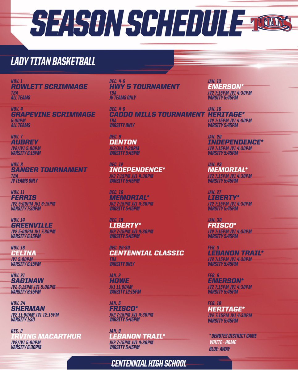 THE 2025-2026 Lady Titan Basketball season schedule🔥🏀