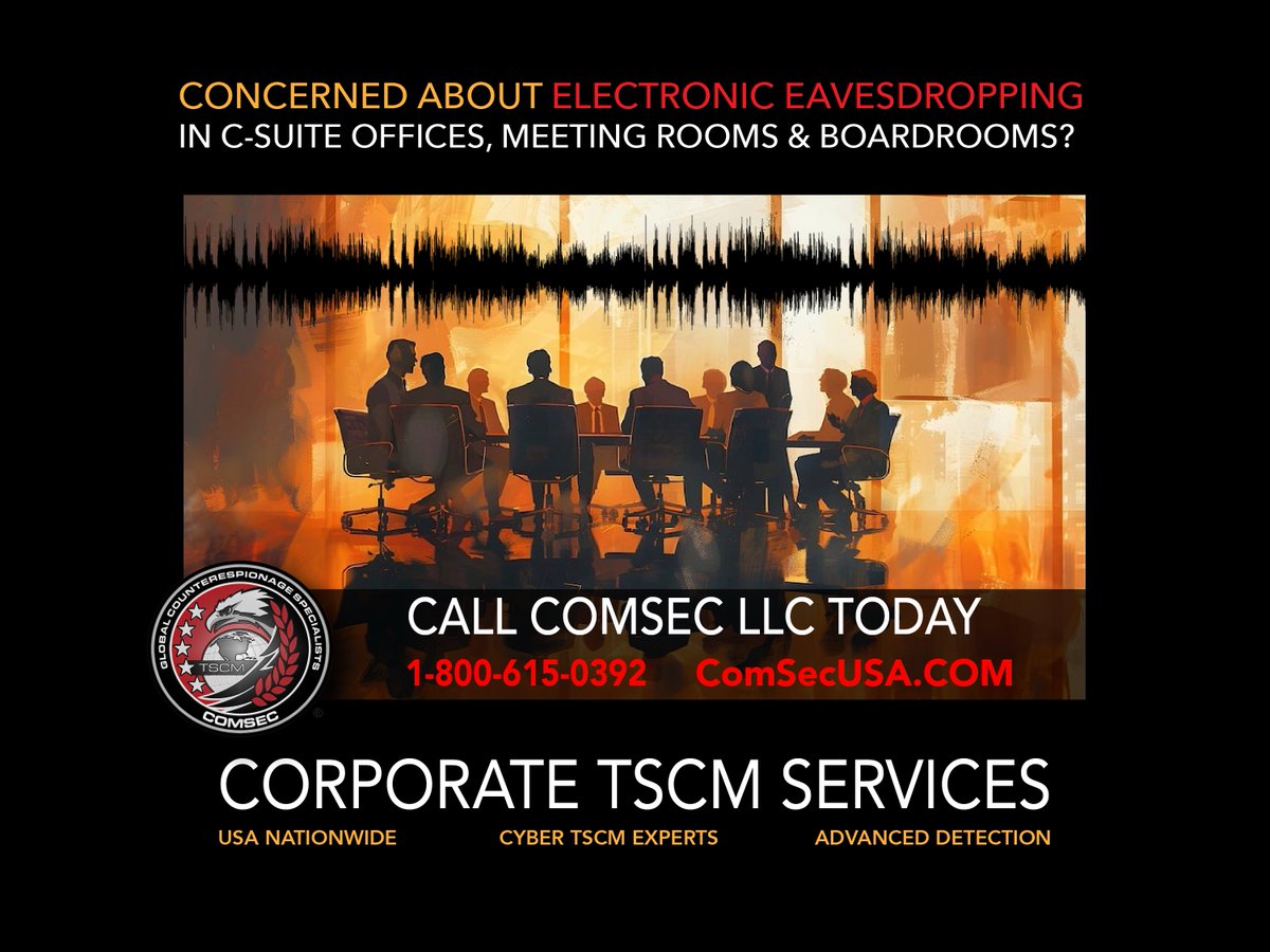 comsec's tweet image. Suspect The Company&apos;s Electronic Privacy is Compromised? Call ComSec LLC For Help! Professional  Corporate TSCM Bug Sweeping Services: comsecllc.com/services/corpo… #business #businesssecurity #securitymanagement #IT #ElectronicPrivacy #riskmanagement