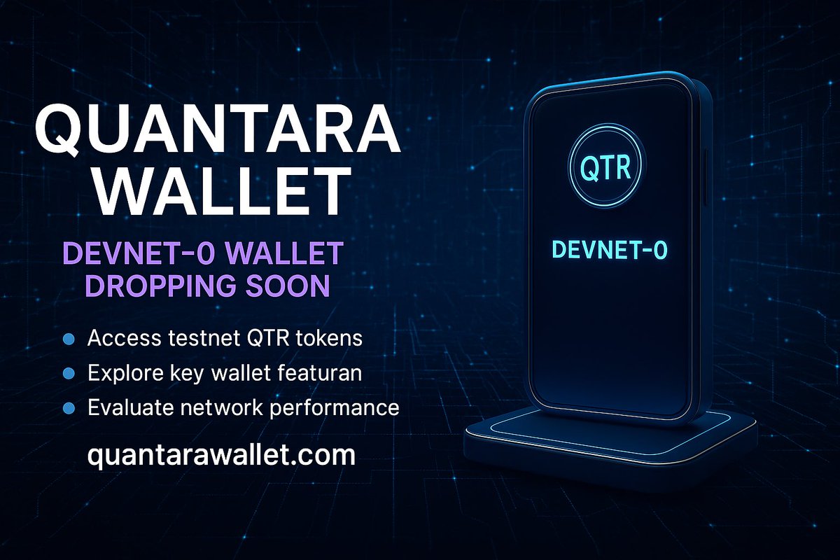 🚀 The future of wallets is here.
Quantara Wallet — Devnet-0 dropping soon ⚡️
Experience quantum-resistant security, real-time performance, and next-gen blockchain design built for the era of speed and innovation.

🔗 Be first to explore: quantarawallet.com

#Quantara