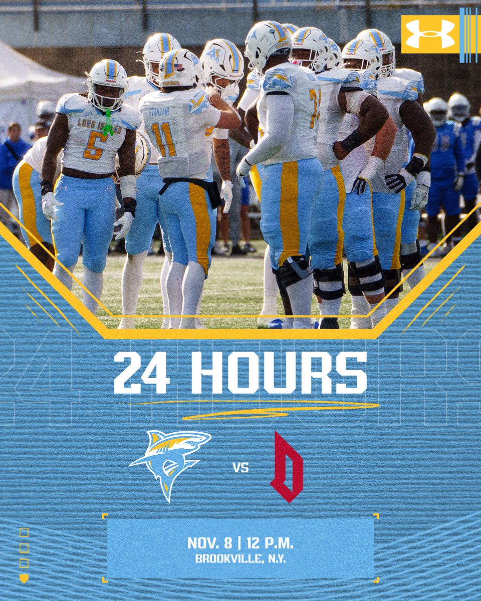 LIUSharksFB's tweet photo. ⏰⏰⏰Counting down until kickoff!

#FinsUp🦈 https://t.co/wdicfMSRO4