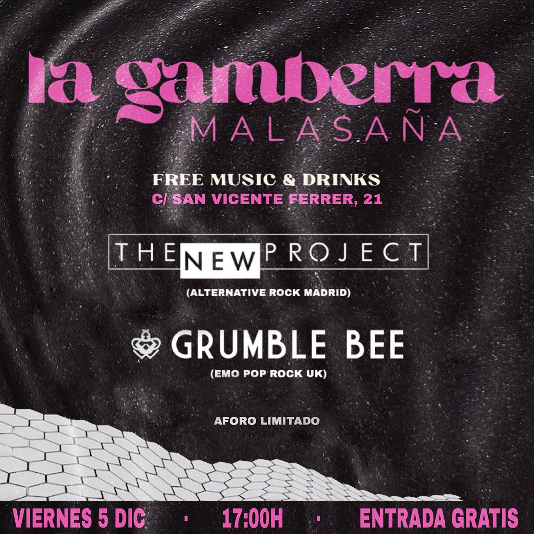 2nd show added to the Spain 🇪🇸 The guys in The New Project, have sorted out an acoustic show in Madrid, La Gamberra, Malasana - Friday 5th December - the night before the full band gig supporting The New Project. Tickets for the full band (Sat 6th Dec) also available here too. 🎟️