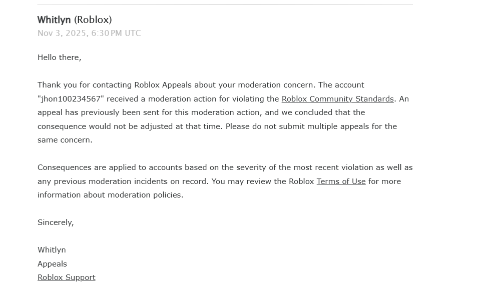 IzanagiSenpai55's tweet image. @Roblox @DavidBaszucki Been a MONTH since I got falsely banned in the banwave — accused of “alt abuse” just for using public WiFi. My friends think I’m a hacker and @RobloxSupport only sends copy-paste replies. Use real people, not bots #RobloxBanwave