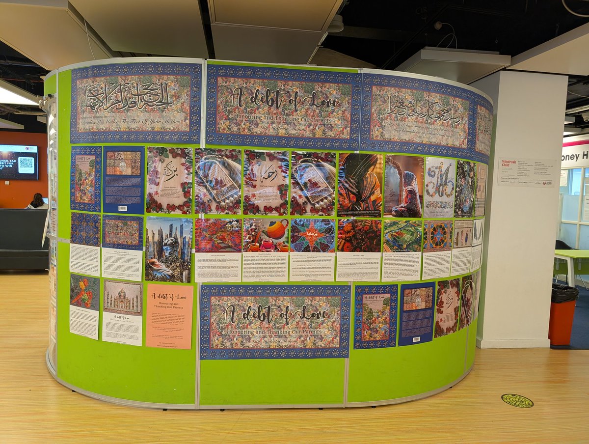 madeeha_001's tweet photo. My new exhibition on my book "A Debt of love; Honouring and thanking our parents" at Barking Library for over a month, alhumdulillah!

#barking #london #exhibition
#art #artist #library https://t.co/6WJgWZszJI