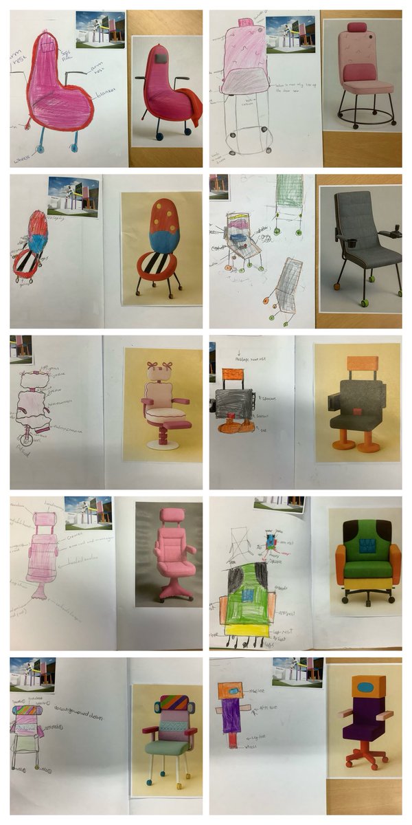 MrsJ_BJS's tweet photo. These bold and brilliant chairs were designed by US! Inspired by @YinkaIlori_ and his colourful and uplifting furniture, we designed our own pieces. Now we have seen the realistic models, we will work on making our chairs more accessible for all.

@broadwayjuniors 
@OakNational https://t.co/DXoc6hYAaZ