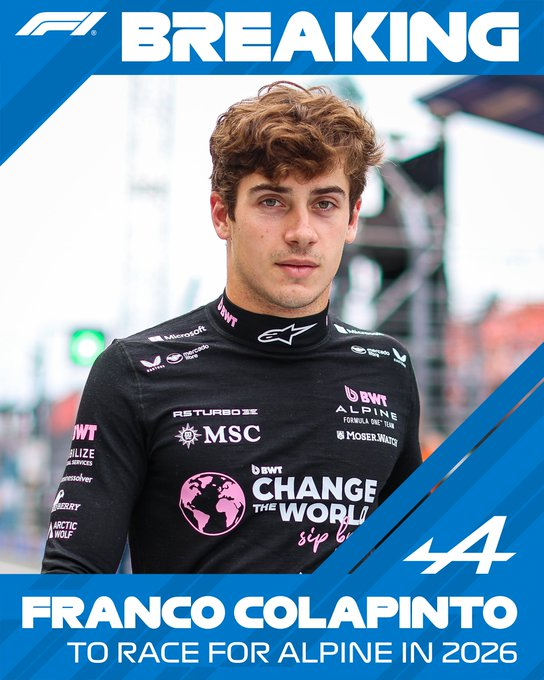 #OFICIAL ÚLTIMA HORA: Franco Colapinto correrá para Alpine en 2026 junto a Pierre Gasly #F1🤝