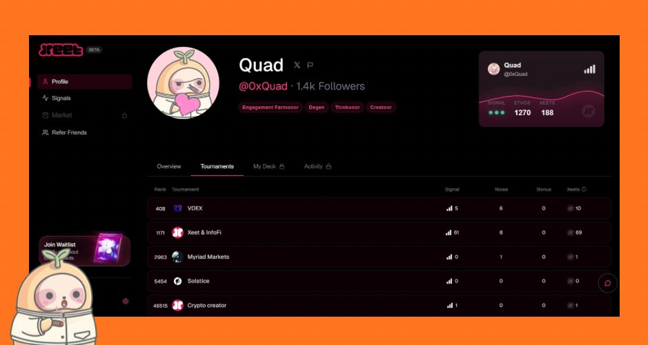 I used to be a Xeetard, chasing ranks in vain

Left <a href="/MyriadMarkets/">MYRIAD</a>, tired of the pain.

The leaderboard never loved me back, it seems

But the new Xeet UI started to haunt my dreams.

Disclaimer: Poem powered by <a href="/xeetdotai/">xeet</a> : )