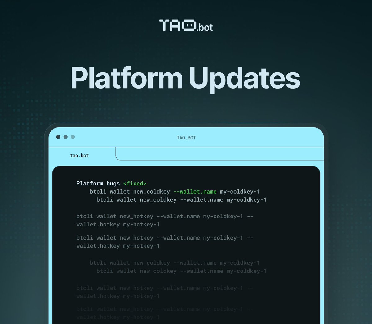 🛠️ Platform Update: New Flow + Quality Fixes

Highlights from this week’s release:
- “Withdraw to Bittensor” page for direct on-chain withdrawals
- Top banner added for key notices
- ETH pending-tx count hidden in Bittensor mode
- Polished and cleaned up TWAP chart range
- Price