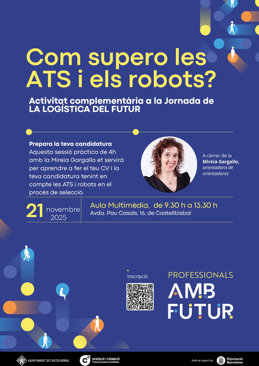 VINE A PREPARAR LA TEVA CANDIDATURA!

𝐂𝐨𝐦 𝐬𝐮𝐩𝐞𝐫𝐨 𝐥𝐞𝐬 𝐀𝐓𝐒 𝐢 𝐞𝐥𝐬 𝐫𝐨𝐛𝐨𝐭𝐬 𝐞𝐧 𝐥𝐚 𝐫𝐞𝐜𝐞𝐫𝐜𝐚 𝐝𝐞 𝐟𝐞𝐢𝐧𝐚?
A càrrec de Mireia Gargallo

🗓️Divendres 21 de novembre 
⏰de 9.30 h a 13.30 h 
🚩Aula Multimèdia d'Els Costals