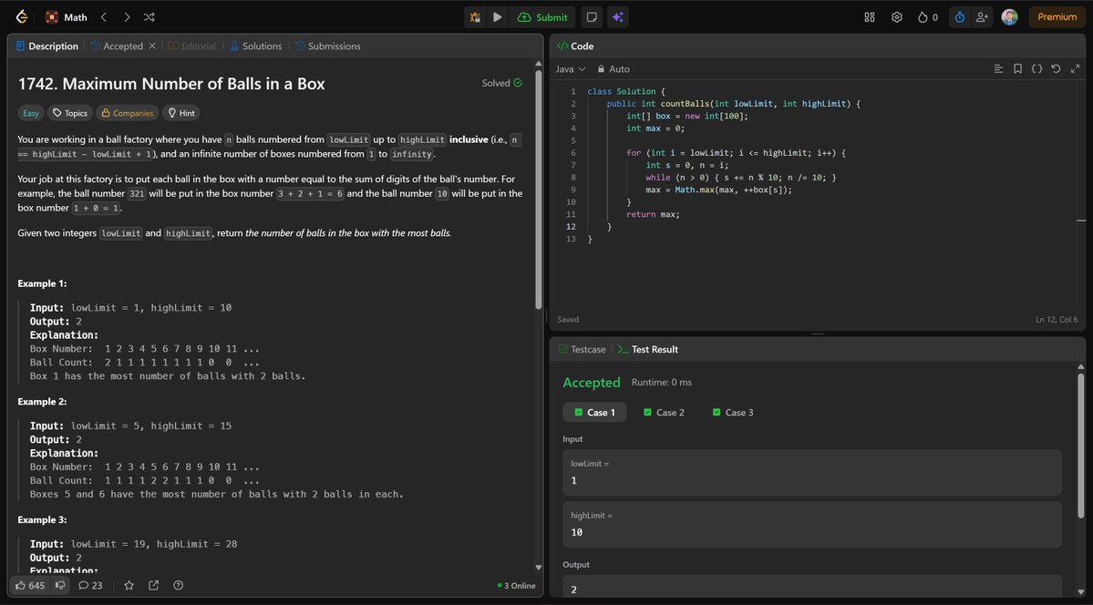 madhavtiwari24's tweet image. Day 191 of #365DaysOfLeetCode ✅Just solved LeetCode problem No. 546! Let’s keep pushing!📷#LeetCode #CodingChallenge #ProblemSolving