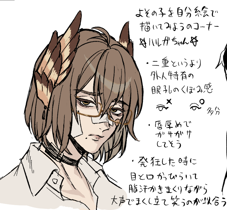 よその子を自分の絵柄で描く遊びをお互いにしていました
思ってたんと違うの出来てびっくりした、楽しい!
もっと愛嬌あるイメージだったんだけど自分絵で描いたらそこそこちゃんとオスでした、ハルガちゃん
外人顔していてとても良い