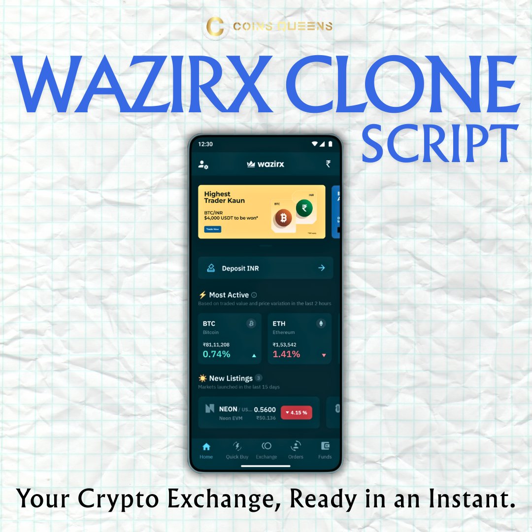 Our #WazirXCloneScript helps you to develop your own #cryptocurrencyexchange with real-time order matching, a #P2Ptrading desk, and #liquidityrouting!

Know More 
coinsqueens.com/wazirx-clone-s…

#exchangeplatform #cryptoentrepreneur #nigeria #indonesia #turkey #vietnam #brazil #thailand