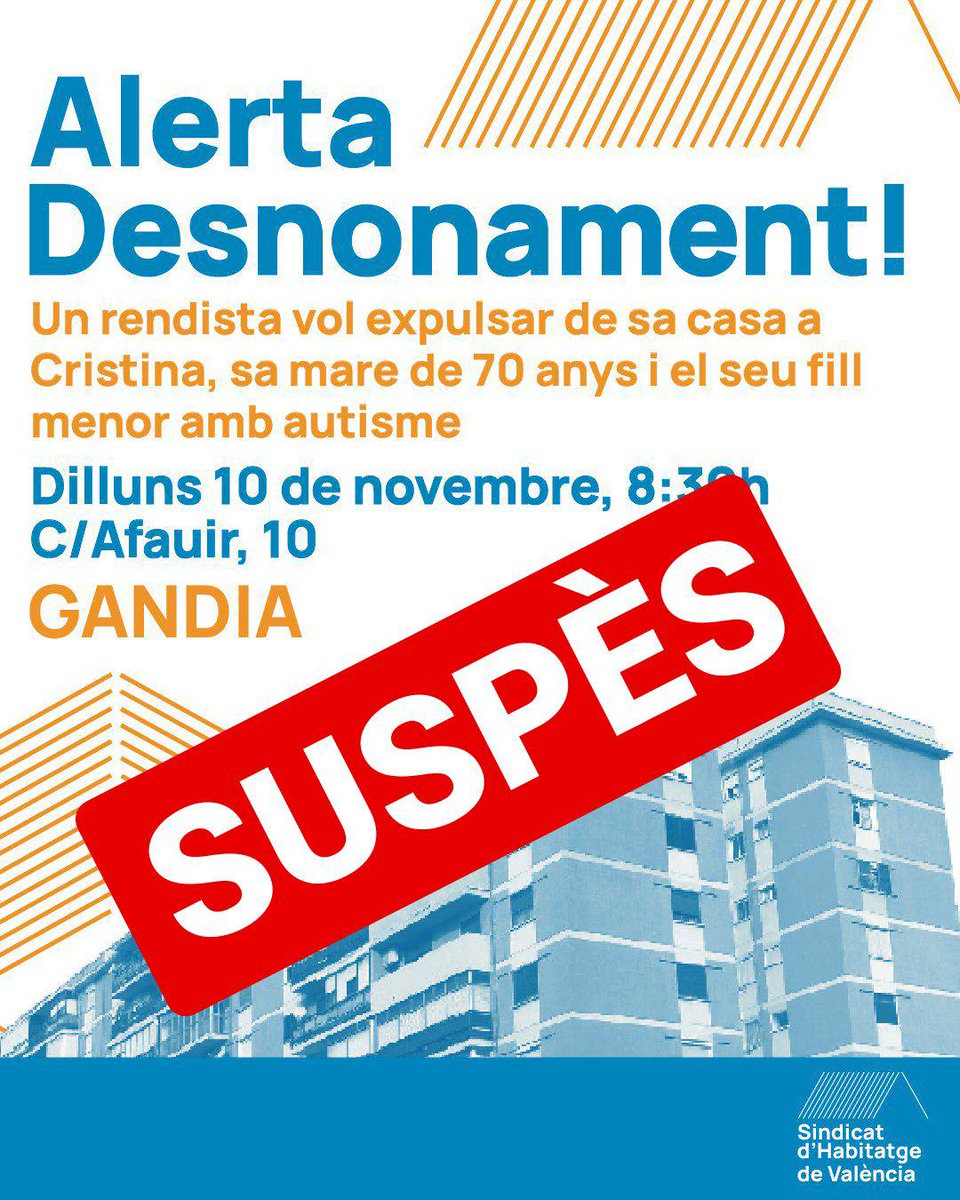 OJS_ccentrals's tweet image. 👉Ajornat el desnonament del dilluns 10 de novembre fins a gener.

Aturarem tots els desnonaments!