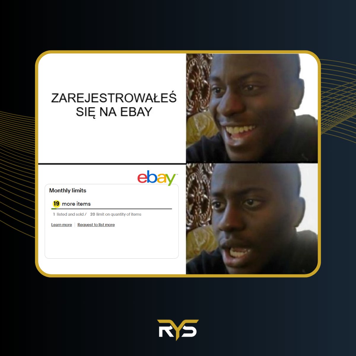 RaiseYourSales's tweet photo. Frustrują Cię limity sprzedaży na eBay? ⛓️

Można je podnieść! Pokażemy Ci, jak to zrobić automatycznie lub ręcznie, by sprzedawać więcej i bez przeszkód.

Poznaj nasze sprawdzone strategie w artykule: https://t.co/wdJKDXx26t

#ebay #sprzedazonline #ecommerce #marketplace https://t.co/1umOkiSriw