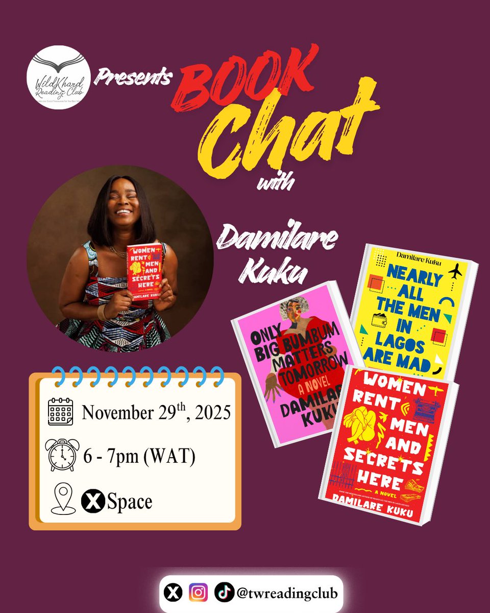 twreadingclub's tweet photo. Hey, everyone

The reason Nearly All The Men in Lagos are Mad is because Only Big Bumbum Matters Tomorrow, which is why @thedamilarekuku will be telling us why Women Rent Men &amp; Secrets Here.

Sat Nov 29 
⏰ 6 - 7 pm WAT
📍 X Space 

Set a reminder below 👇🏿

Okay. Bye, everyone. https://t.co/dGykJV27HX