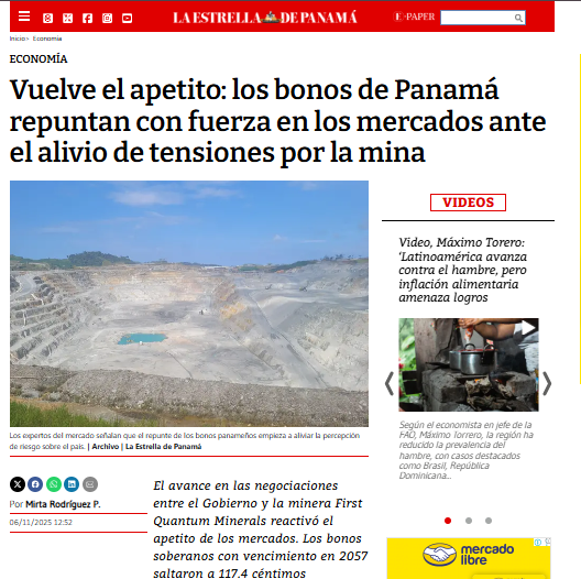 #Noticias I 🏛️ Con la auditoría en marcha y el diálogo abierto, Panamá da señales claras de orden y soberanía. Los mercados lo premiaron: bonos al alza y confianza renovada. 📊#Mulino  #afRam #CobrePanamá #PanamáAvanza