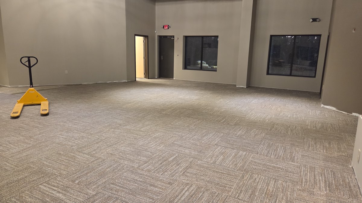 LifeUC's tweet image. 12 hour day at the Church laying carpet and LVP. Carpet in the sanctuary is done! Hope to finish the other rooms and tile the bathrooms next week. Lord willing!
