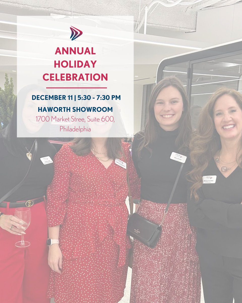 Join us December 11 to toast to another year of success with CREW! We have plenty to celebrate, including our chapter award winners, who will be announced at recognized at the event. Register now at ow.ly/kAAs50XombZ

#GreaterWithCREW #GreaterMeansAll #CREW_GtrPhilly
