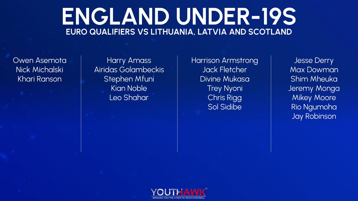 youthhawk's tweet image. Will Antwi has picked a tried-and-tested 21-strong group for #ENGU19 ahead of their #U19EURO qualifiers this month.