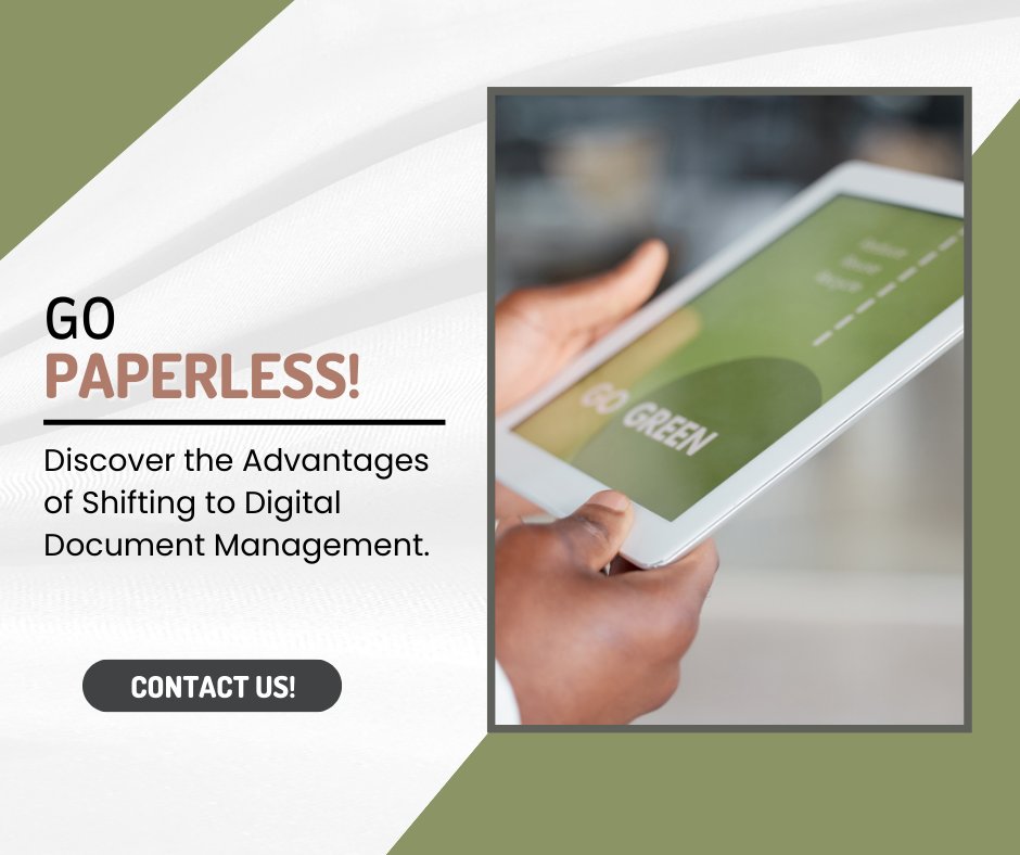 Docutrend's tweet image. Why print when you can go digital? Using digital copies reduces paper waste and helps preserve our forests. Plus, digital documents are easier to search, share, and store. Get in touch with us to learn more about digital solutions. 

Let&apos;s turn the page on wasteful printing.