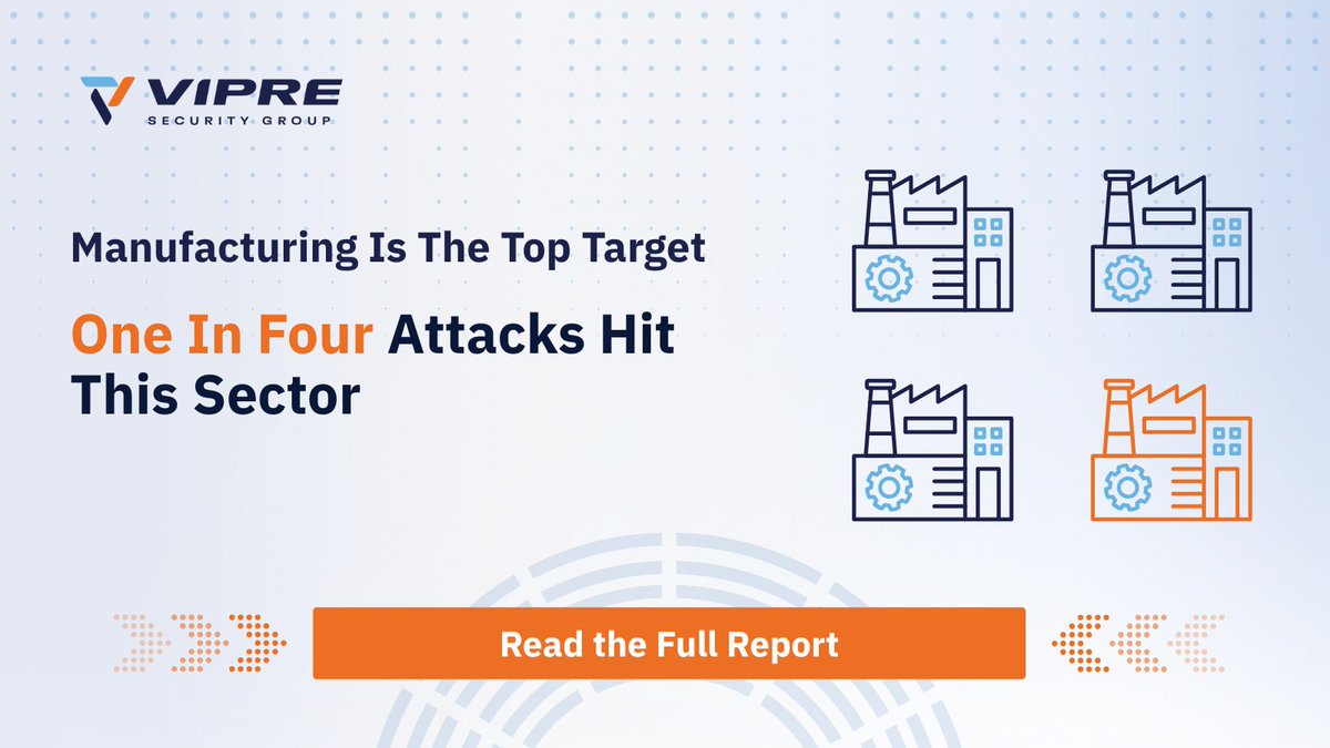 VIPRESecurity's tweet image. Manufacturing was the primary target in Q3 2025, with a full 25% of malicious emails hitting this sector. Phishing, BEC, and malware exploit supply chains, vendors, and interconnected systems.

Read the full report: vipre.com/resources/q3-2…

#VIPRE #EmailProtection