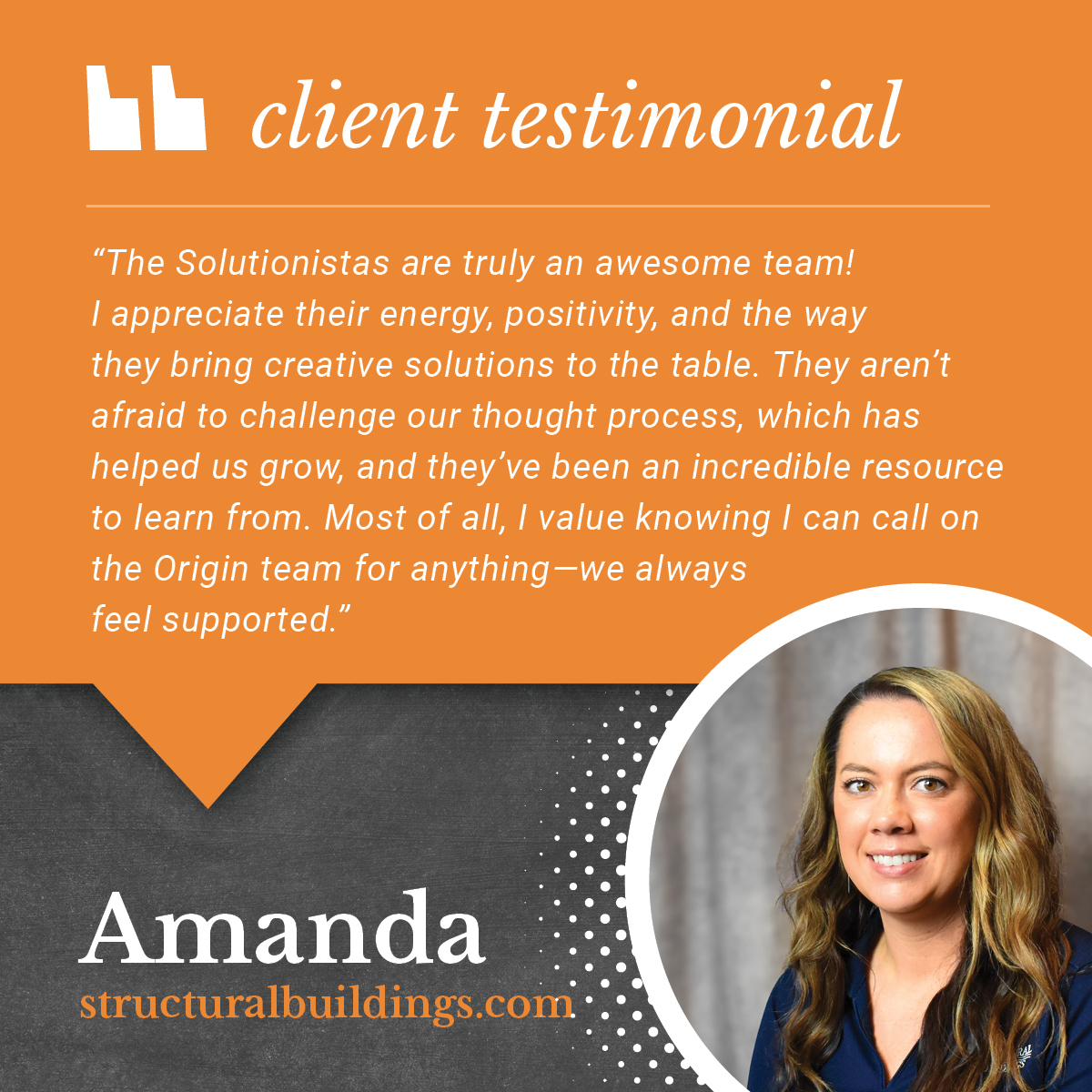 origmarketing's tweet photo. Our ears are burning! Thanks Amanda Helm and Structural Buildings for the kind words! 🧡 RB

#structuralbuildings #websitedesign #digitalinboundmarketing #originsolutionistas https://t.co/42tutpm2yL