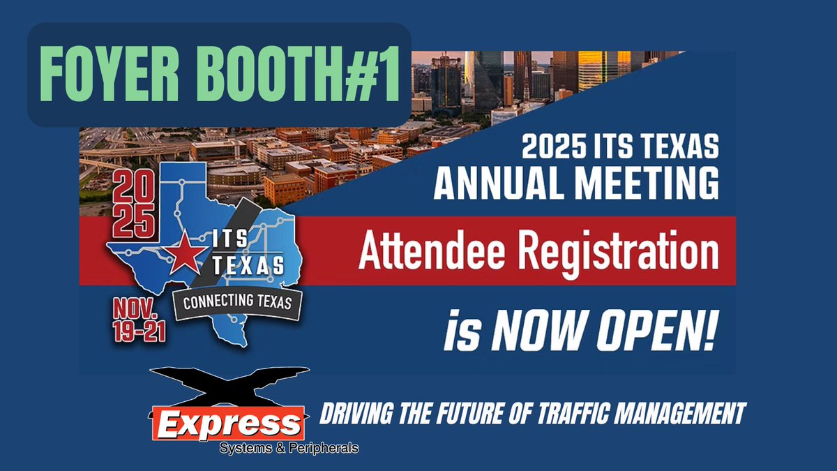 🚦  2025 ITS Texas Annual Meeting! 🚦
📍 Dallas, TX | 🗓️ Nov 19-21, 2025 |Foyer Booth#1 #ITSTexas2025

🔗 Register itstexas.org/2025-its-texas…