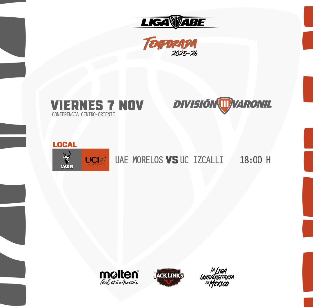 🗓️ #AgendaABE DIII Varonil.

Resultados y Estadísticas en abemexico.org
#LigaABE | #MoltenMéxico | #JackLinksLatam