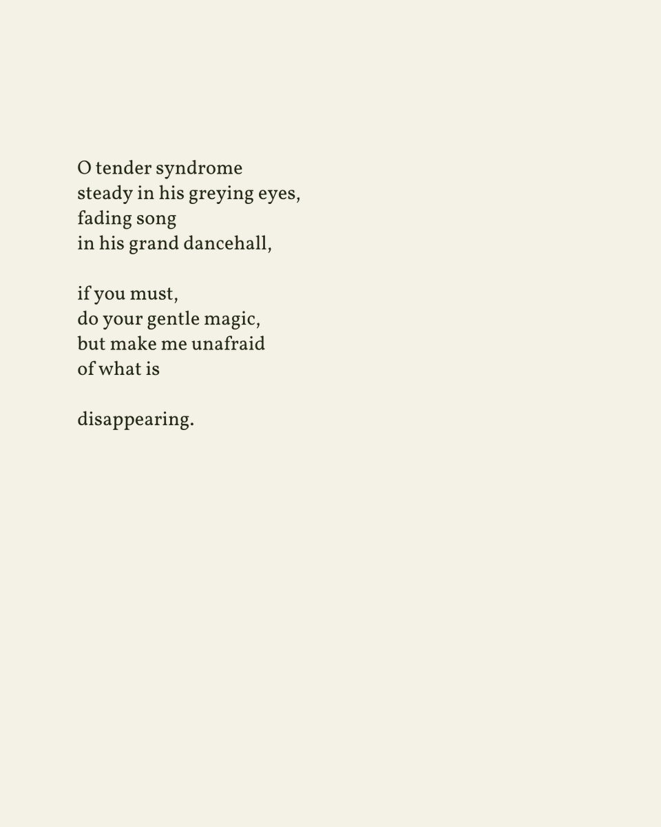 readalittlepoem's tweet image. “if you must, / do your gentle magic, / but make me unafraid / of what is / disappearing.“ 

— Raymond Antrobus (@RaymondAntrobus)

.
.
.

This poem appeared in The Perseverance by Raymond Antrobus, published by Tin House Books, 2021. Shared here with profound gratitude.