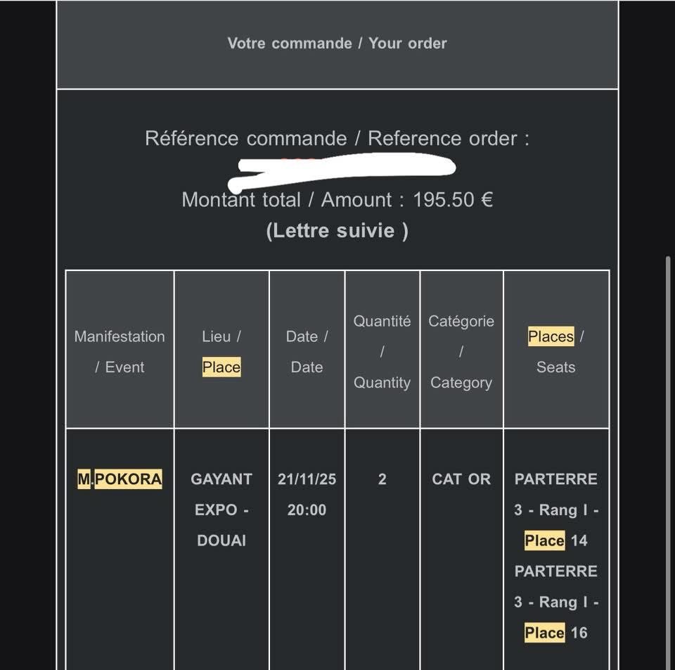7Keenv's tweet photo. Bonjour, j’ai deux places à vendre pour le concert de Matt Pokora à Douai place très bien placé je vends prix d’achat https://t.co/1QHjT8AYxQ