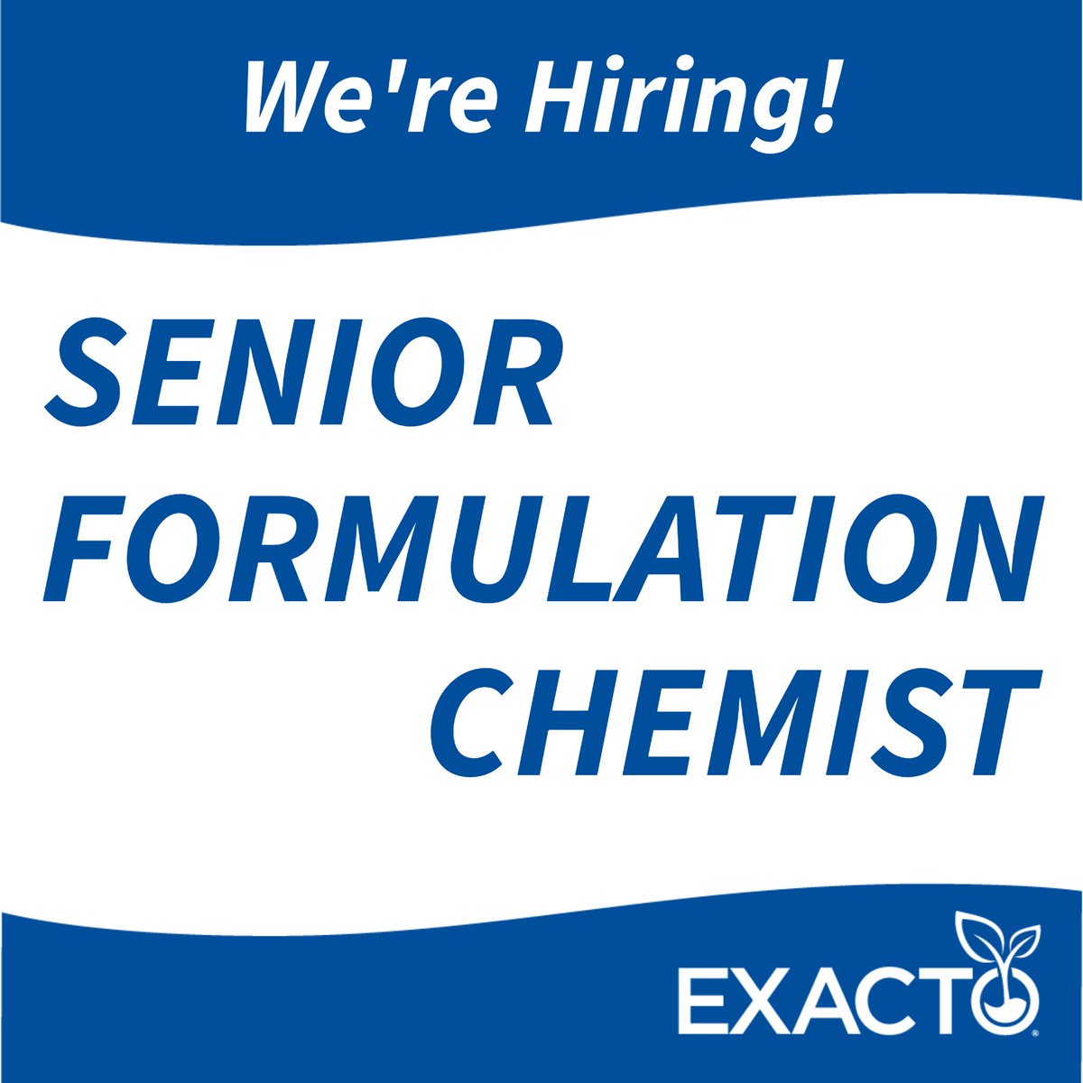 ExactoLLC's tweet photo. We're looking for a Senior Formulation Chemist to grow our innovation team! Apply today and help us redefine innovation in agriculture: https://t.co/r9NhVNGzMM https://t.co/cMyVjyHl8K
