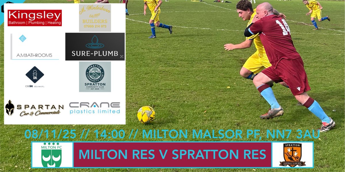 SATURDAYS GAME

The Firsts have a week off, so it’s all focus on the Ressies who are playing away to Milton Football Club Reserves in the Divison 3 Cup.

After a great win last week, let’s see if we can keep it rolling with the start of a cup run

Get down and support the lads