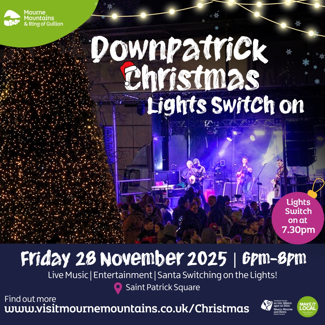 VisitMGS's tweet image. 🎄Get ready ... the countdown is on!🎄

You're invited to #NewryCity &amp;amp; #Downpatrick to kick off the #Christmas season in style with twinkling displays &amp;amp; plenty of family festive fun at the Christmas Lights Switch Ons!🎅

For all the details👇
visitmournemountains.co.uk/Christmas
#visitmourne